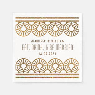 Serviette En Papier Réception de mariage Gold Art Déco Cockatil Napkin