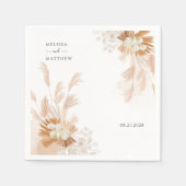 Serviette En Papier Réception de mariage moderne Pampas Grass Terracot (Devant)