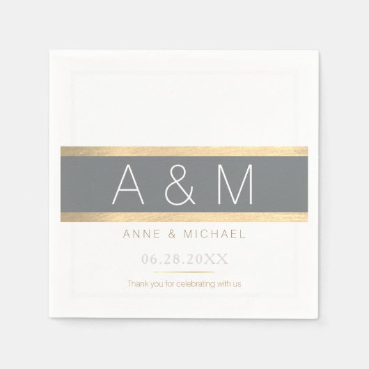 Serviette En Papier réception de mariage monogrammée élégante / de bon (Devant)