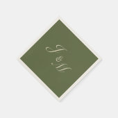 Serviette En Papier Réception de mariage olive et beige (Coin)