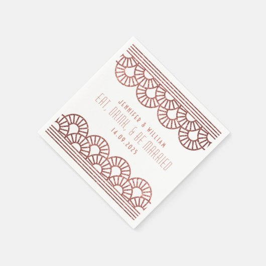 Serviette En Papier Réception de mariage rose Gold Art Déco Napkin (Coin)