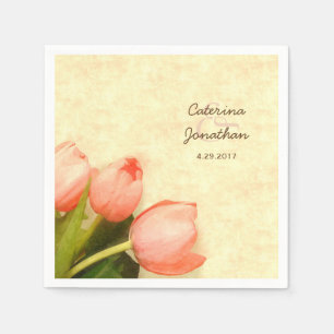 Serviette En Papier Réception de mariage rose tulipes
