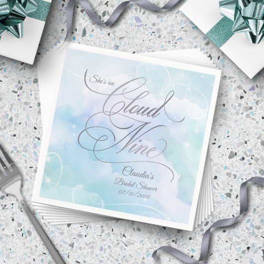 Serviette En Papier Réception de mariage She's On Cloud Nine Bridal Sh