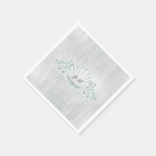 Serviette En Papier Réception de mariage sur la plage avec hippocampes (Coin)