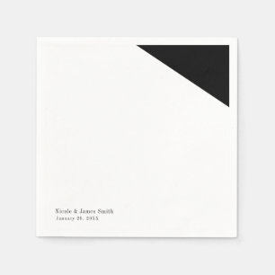 Serviette En Papier Réception de mariage triangle noir et blanc