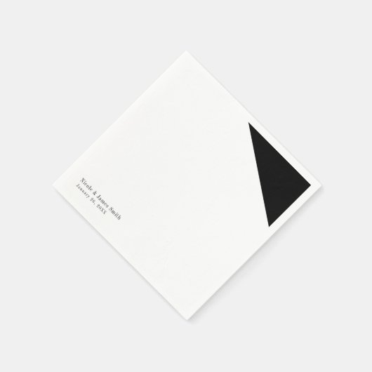 Serviette En Papier Réception de mariage triangle noir et blanc (Coin)