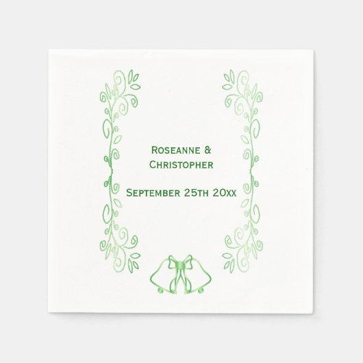 Serviette En Papier Réception de mariage vert émeraude Napkin Bells (Devant)