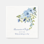 Serviette En Papier Réception florale bleu clair et marine | (Devant)