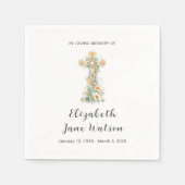 Serviette En Papier Réception Funéraire En Mémoire Amoureuse Croix Flo (Devant)