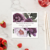 Serviette En Papier Réception Luscieuse Vibrant Plum Peonies | (En situation)