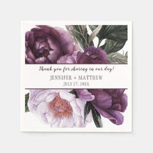 Serviette En Papier Réception Luscieuse Vibrant Plum Peonies  