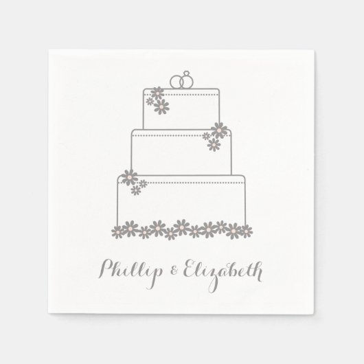 Serviette En Papier Réception Mariage Rose Dessert Napkins (Devant)