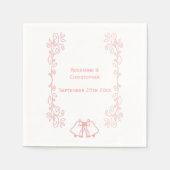 Serviette En Papier Réception Mariage Rose Napkin Bells Scrollwork (Devant)