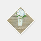 Serviette En Papier Réception rustique Pays Mason Jar Blue Hydrangeas (Coin)