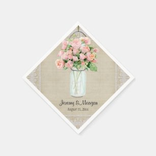 Serviette En Papier Réception rustique Pays Mason Jar Rose rose rose
