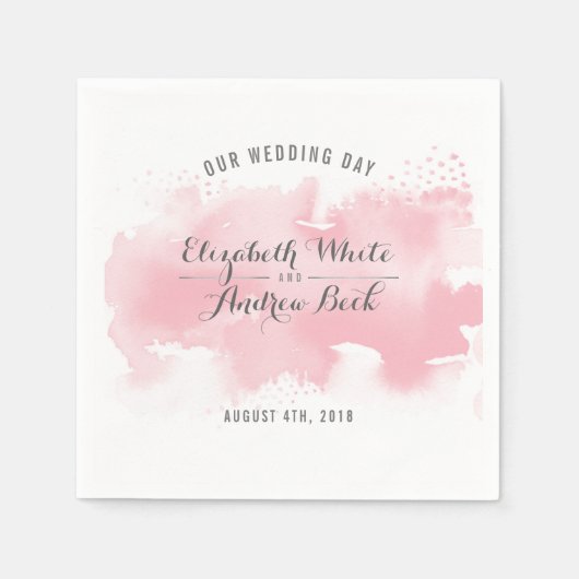 Serviette En Papier RÉCEPTION TENDANCE design aquarelle rose vif (Devant)