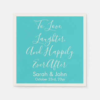 Serviette En Papier Réception Turquoise Personnalisée De Mariage De Sc