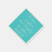 Serviette En Papier Réception Turquoise Personnalisée De Mariage De Sc (Coin)