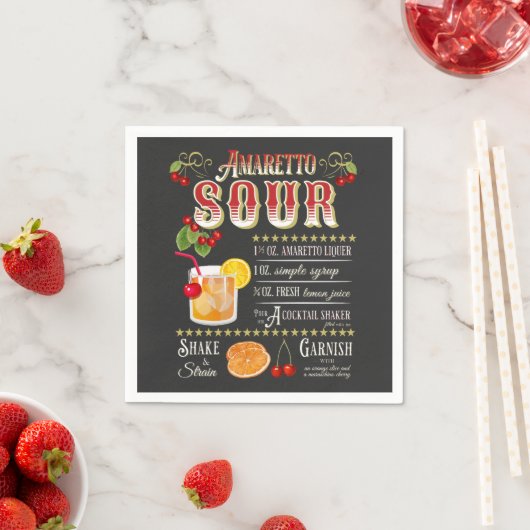 Serviette En Papier Recette Amaretto Sour (En situation)