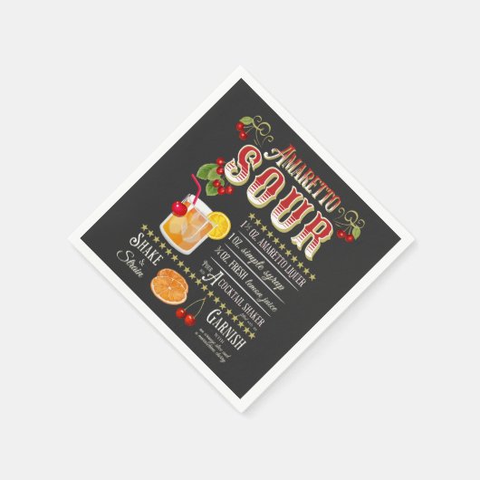 Serviette En Papier Recette Amaretto Sour (Coin)