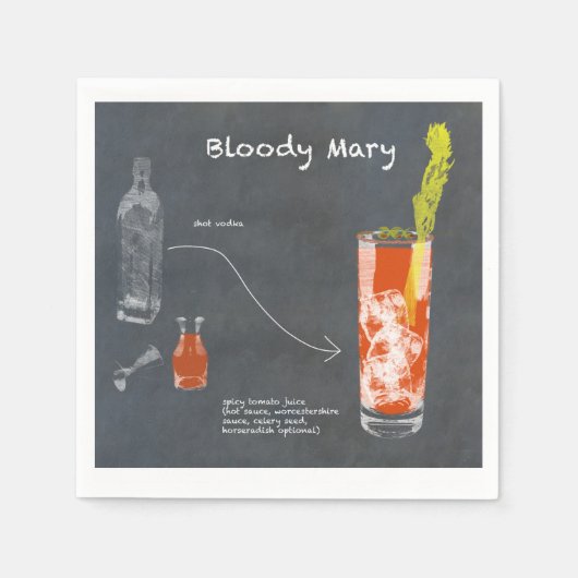 Serviette En Papier Recette Bloody Mary (Devant)