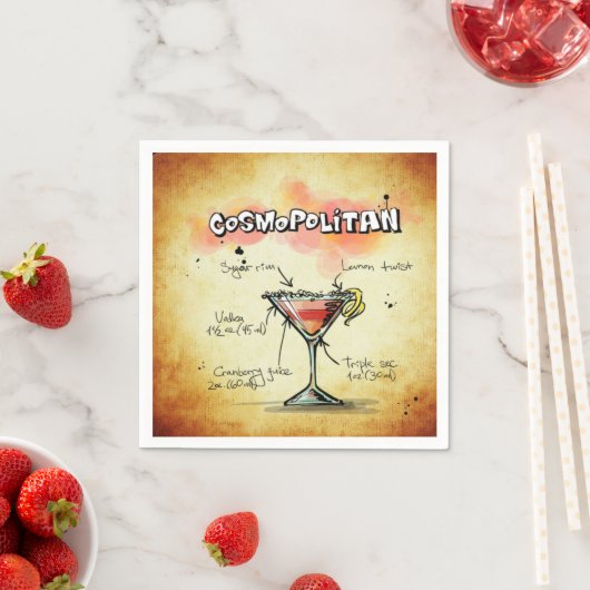 Serviette En Papier Recette Cosmopolitan Bartender Drink (En situation)