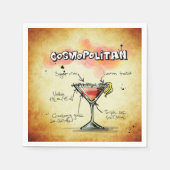 Serviette En Papier Recette Cosmopolitan Bartender Drink (Devant)