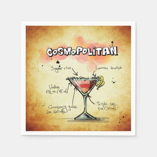 Serviette En Papier Recette Cosmopolitan Bartender Drink (Devant)