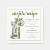 Serviette En Papier Recette de boisson cocktail Mojito / Fête d'été (Devant)