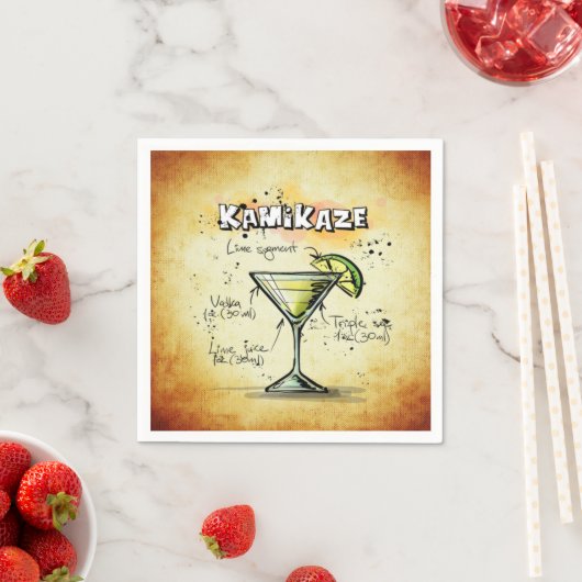 Serviette En Papier Recette de boisson du barman Kamikaze (En situation)