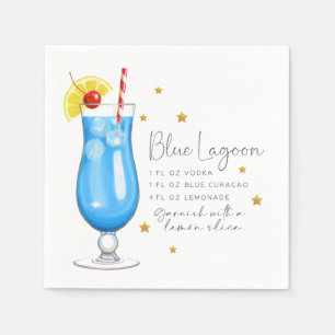 Serviette En Papier Recette de cocktail Blue Lagoon