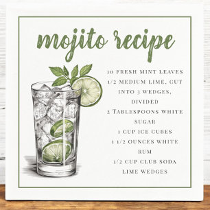 Serviette En Papier Recette de cocktail Mojito pour une fête d'été