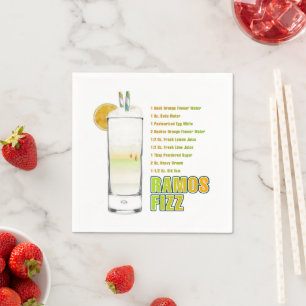 Serviette En Papier Recette de cocktail Ramos Gin Fizz Art