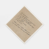 Serviette En Papier Recette écrite à la main - photo personnalisée (Coin)
