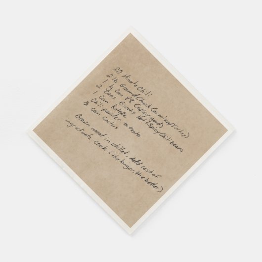 Serviette En Papier Recette écrite à la main - photo personnalisée (Coin)