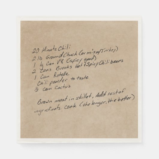 Serviette En Papier Recette écrite à la main - photo personnalisée (Devant)
