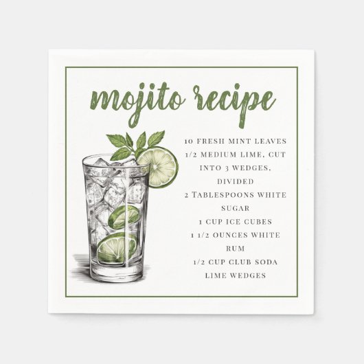 Serviette En Papier Recette Mojito (Devant)