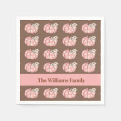 Serviette En Papier Récolte Citrouille rose Thanksgiving Dîner (Devant)