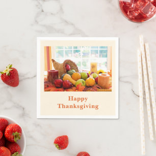Serviette En Papier Récolte classique de la table de Thanksgiving en a