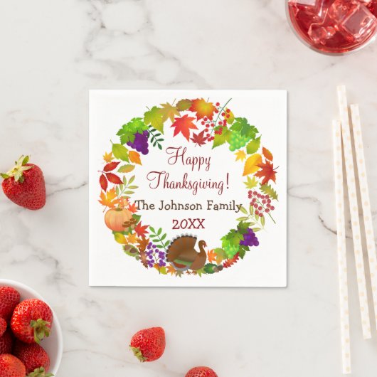 Serviette En Papier Récolte d'action de grâces colorée (En situation)