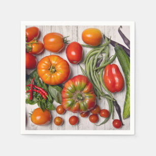 Serviette En Papier Récolte de légumes et d'herbes