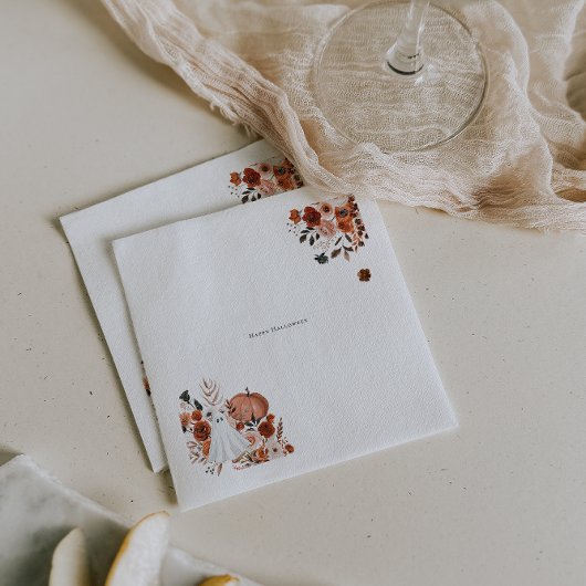 Serviette En Papier Récolte Hantée Florale & Fantôme Halloween