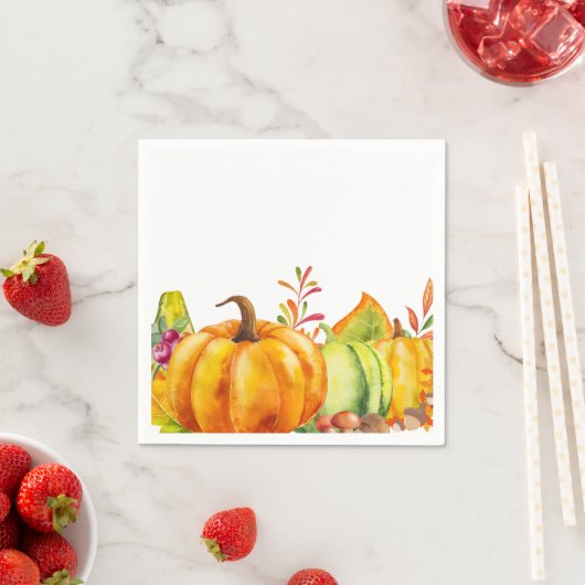 Serviette En Papier Récolter les Citrouilles, les Feuilles et le feuil (En situation)