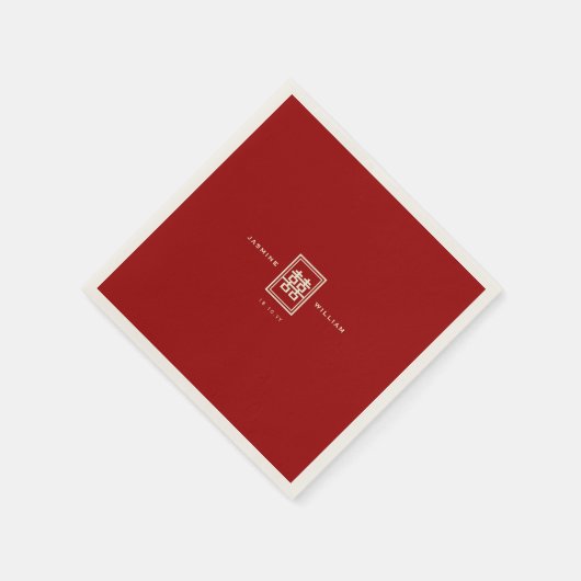 Serviette En Papier Rectangle classique Double Bonheur Mariage chinois (Coin)