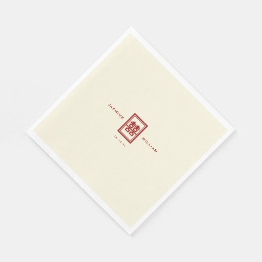 Serviette En Papier Rectangle classique Double Bonheur Mariage chinois (Coin)