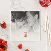 Serviette En Papier Rectangle Double Bonheur Mariage chinois photo (En situation)