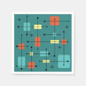 Serviette En Papier Rectangles arrondies Carré Turquoise (Devant)