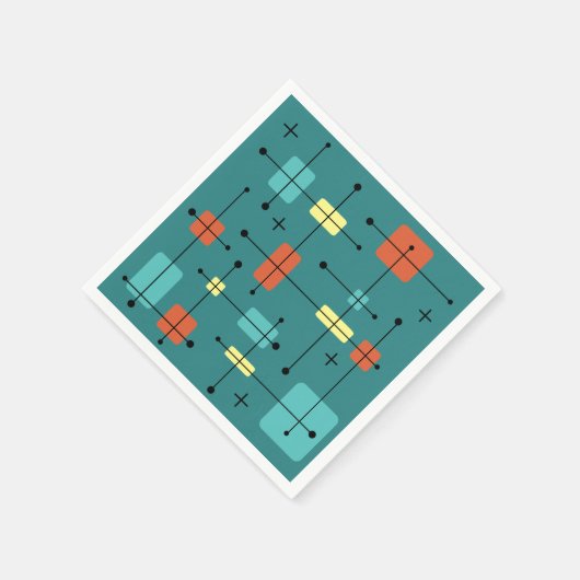 Serviette En Papier Rectangles arrondies Carré Turquoise (Coin)