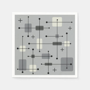 Serviette En Papier Rectangles arrondies gris Carré