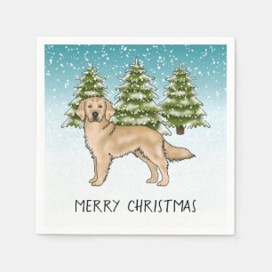 Serviette En Papier Récupérateur doré jaune Noël d'hiver bleu